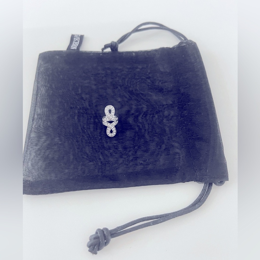 NEW European long leather necklace with Swarovski sparkling charm.